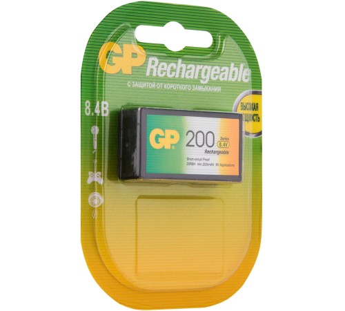Аккумулятор GP 20R8H 9V NiMH 200mAh (1шт) Аккумулятор GP 20R8H 9V NiMH 200mAh (1шт)