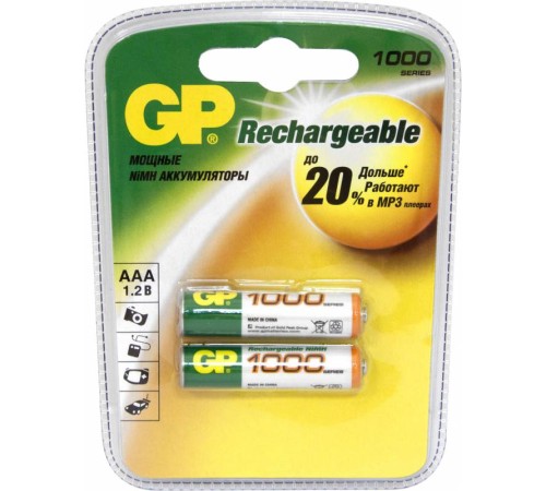 Аккумулятор GP 100AAAHC AAA NiMH 1000mAh (2шт) Аккумулятор GP 100AAAHC AAA NiMH 1000mAh (2шт)