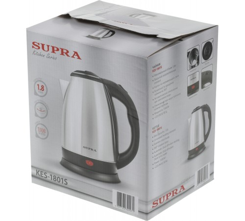 Чайник электрический Supra KES-1801S 1.8л. 1500Вт серебристый/черный корпус: металл/пластик (1553) Чайник электрический Supra KES-1801S 1.8л. 1500Вт серебристый/черный корпус: металл/пластик (1553)