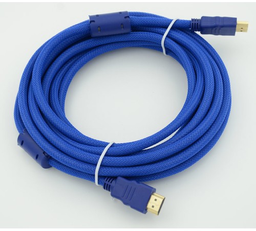 Кабель аудио-видео HDMI (m)/HDMI (m) 5м. феррит.кольца позолоч.конт. синий Кабель аудио-видео HDMI (m)/HDMI (m) 5м. феррит.кольца позолоч.конт. синий