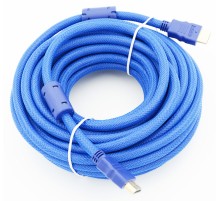 Кабель аудио-видео HDMI (m)/HDMI (m) 10м. феррит.кольца позолоч.конт. синий