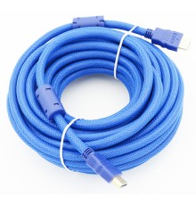 Кабель аудио-видео HDMI (m)/HDMI (m) 10м. феррит.кольца позолоч.конт. синий