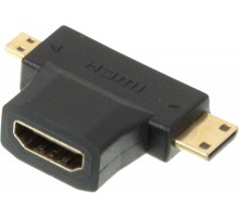Переходник аудио-видео HDMI (f)/Micro HDMI (m)/Mini HDMI (m) черный (+ Mini HDMI (Male))