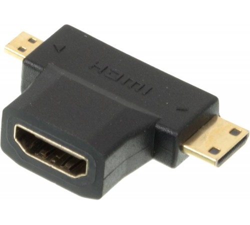 Переходник аудио-видео HDMI (f)/Micro HDMI (m)/Mini HDMI (m) черный (+ Mini HDMI (Male)) Переходник аудио-видео HDMI (f)/Micro HDMI (m)/Mini HDMI (m) черный (+ Mini HDMI (Male))