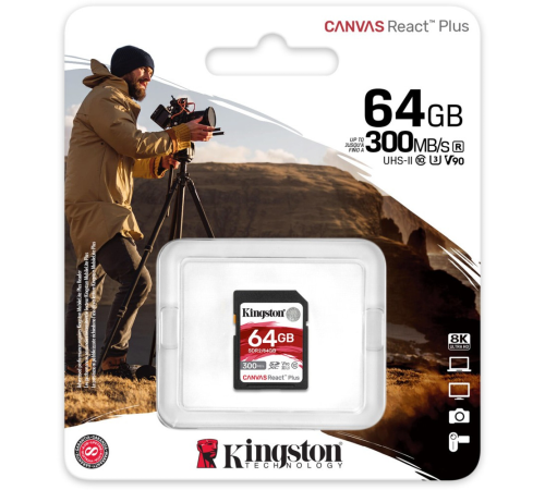 Карта памяти 64Gb SD Kingston Canvas React Plus SDR2/64GB