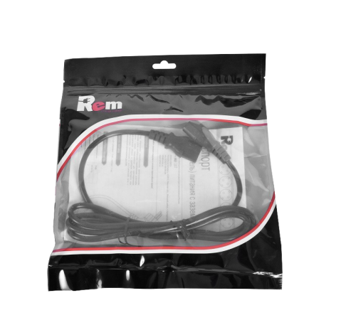 Шнур питания с заземлением IEC 60320 C13/IEC C14 10 А / 250 В (3x1 0) длина 3 м Rem R-10-CORD-C13-C14-3 99900000007