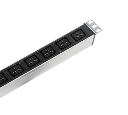 Вертикальный блок розеток Rem -16 с авт. 16А 10 Schuko IEC 60320 C19 16A алюм. 33-48U шнур 3 м Rem R-16-10S-10C19-A-1420-3 30112224204