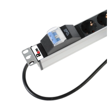 Вертикальный блок розеток Rem -16 с авт. 16А 10 Schuko IEC 60320 C19 16A алюм. 33-48U шнур 3 м Rem R-16-10S-10C19-A-1420-3 30112224204