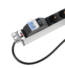 Вертикальный блок розеток Rem -16 с авт. 16А 10 Schuko IEC 60320 C19 16A алюм. 33-48U шнур 3 м Rem R-16-10S-10C19-A-1420-3 30112224204