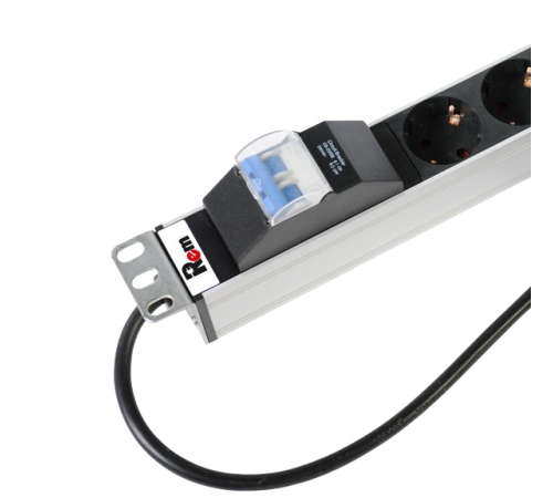 Вертикальный блок розеток Rem -16 с авт. 16А 10 Schuko IEC 60320 C19 16A алюм. 33-48U шнур 3 м Rem R-16-10S-10C19-A-1420-3 30112224204