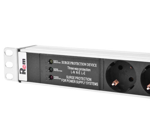 Вертикальный блок розеток Rem -16 с фил. и инд. 20 Schuko 16A алюм. 33-48U шнур 3 м. Rem R-16-20S-FI-1420-3 30112224202