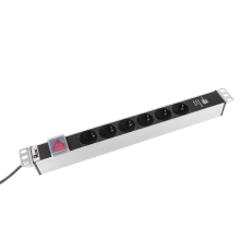 Блок розеток Rem -16 с выкл и USB-портом 6 Schuko 16A алюм. 19 шнур 3 м. Rem R-16-6S-V-U-440-3 30112224431