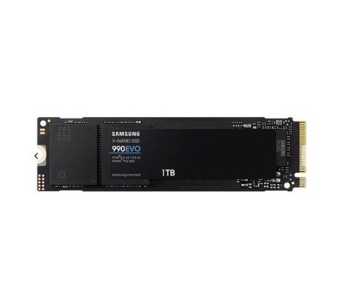 Твердотельные накопители Samsung SSD 990 EVO, 1000GB, M.2(22x80mm), NVMe 2.0, PCIe 4.0 x4, V-NAND TLC, R/W 5000/4200MB/s, IOPs 680 000/800 000, TBW 600, DWPD 0.33 (12 мес.) (id 22529)