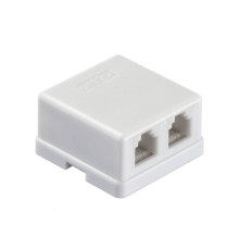 Розетка телефонная внешняя / 2 порта RJ11(6p2c) контактная мини белая Netko LX-204 2w S (53308)