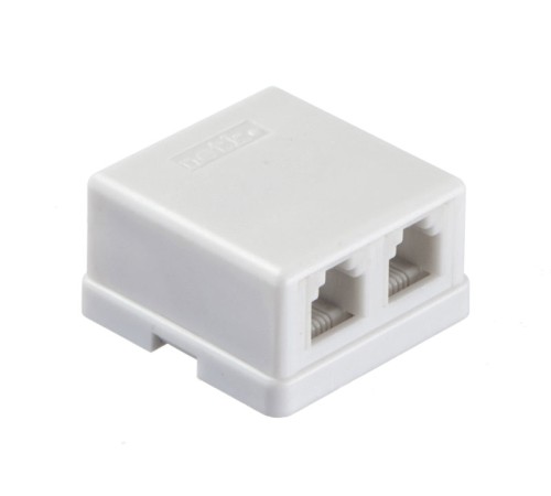 Розетка телефонная внешняя / 2 порта RJ11(6p2c) контактная мини белая Netko LX-204 2w S (53308)