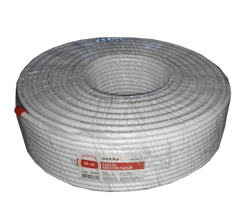 Кабель коаксиальный RG-6U 75 Ом (CCS оплетка 32 нити AL) белый (100м) Netko Optima CXC-2494.3X.0B (51157)