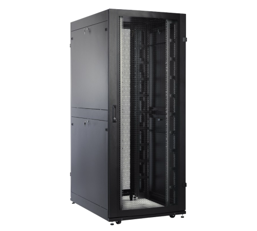Шкаф серверный ПРОФ напольный 42U (800x1200) дверь перфор. задние двойные черный в сборе ЦМО ШТК-СП-42.8.12-48АА-9005 30045000608