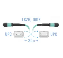 Патчкорд оптический MPO/UPC FF MM 12 волокон 20 метров (Cross) SNR SNR-PC-MPO/UPC-MPO/UPC-FF-MM-12F-20m