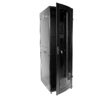 Шкаф телекоммуникационный напольный ПРОФ универсальный 42U (600x1000) дверь стекло чёрный в сборе ЦМО ШТК-МП-42.6.10-1ААА-9005 30141515500