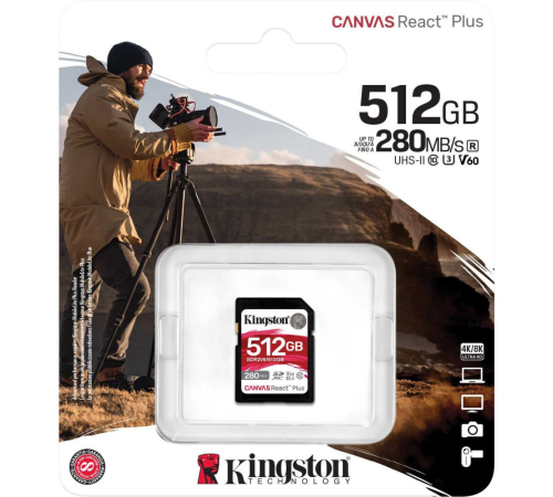 Карта памяти 512Gb SD Kingston Canvas React Plus SDR2V6/512GB