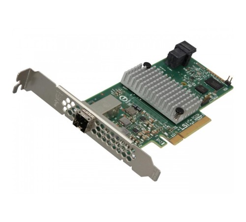 HBA-адаптер Broadcom LSI SAS 9300-4I4E SGL (LSI00348 / H5-25515-00) PCIe 3.0 x8 LP, SAS/SATA 12G HBA, 8port(1*int SFF8643 + 1*ext SFF8644), 3008 IOC (id 26188)