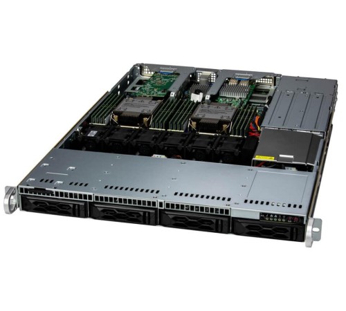 Серверная платформа Supermicro SuperServer 1U 611C-TN4R noCPU(2) 4th/5th Gen(MCC Carrier)/ noDIMM(16)/4x 3.5/2.5
