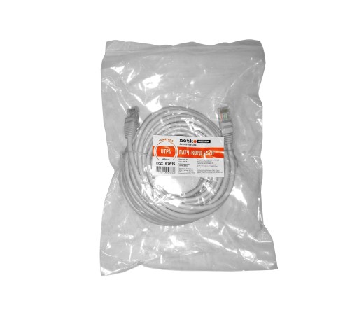 Патч-корд UTP4 cat 5e 10,0м ВС LSZH серый литой коннектор Netko Optima NT.BC.UTP.5e-10.0m-2-lszh (67615)