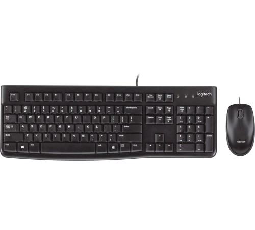Комплект (клавиатура + мышь)/ Keyboard+mouse Logitech Desktop MK120 Black ( USB, keyboard: waterproof,  mouse: optical, 1000dpi, 3btn+Scroll) Retail