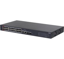 24-портовый PoE коммутатор с функцией облачного управления, Порты: 24 RJ45 10/100Мбит/с (PoE/PoE+/Hi-PoE) 2 комбинированных SFP/RJ45 10/100/1000Мбит/с (uplink); мощность PoE: порты 12 до 90Вт порты 324 до 30Вт суммарно до 240Вт; PoE watchdog передача до 2