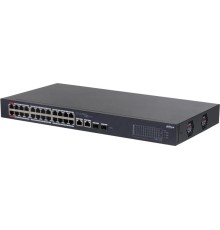 24-портовый PoE коммутатор с функцией облачного управления, Порты: 24 RJ45 10/100Мбит/с (PoE/PoE+/Hi-PoE) 2 комбинированных SFP/RJ45 10/100/1000Мбит/с (uplink); мощность PoE: порты 12 до 90Вт порты 324 до 30Вт суммарно до 240Вт; PoE watchdog передача до 2
