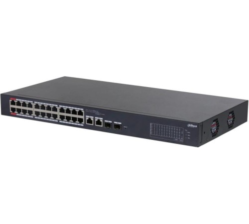 24-портовый PoE коммутатор с функцией облачного управления, Порты: 24 RJ45 10/100Мбит/с (PoE/PoE+/Hi-PoE) 2 комбинированных SFP/RJ45 10/100/1000Мбит/с (uplink); мощность PoE: порты 12 до 90Вт порты 324 до 30Вт суммарно до 240Вт; PoE watchdog передача до 2