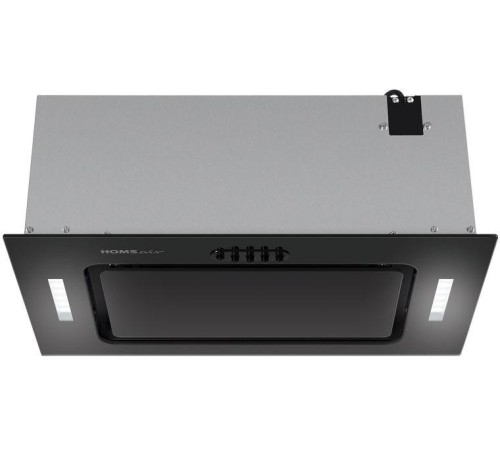 ВЫТЯЖКА HOMSair CROСUS PUSH 52 Glass Black/ полновстраиваемая, кнопочное управление, 3 скорости, 850 м3/ч, до 30 м2, 53 дБ, угольный фильтр CF02X - 2 шт, ШхВхД: 518х191х290 мм, черный цвет