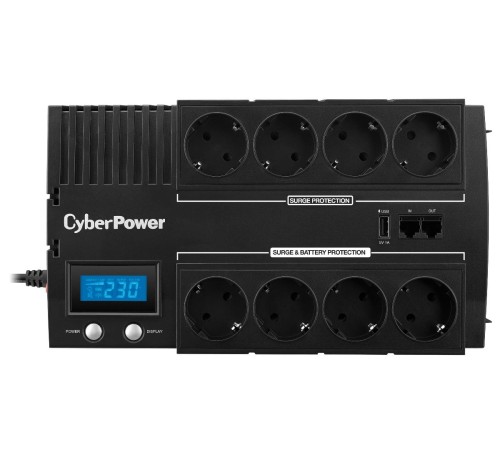 Источник бесперебойного питания/ UPS Line-Interactive CyberPower BR1000ELCD 1000VA/600W USB/RJ11/45 (4+4 EURO) Источник бесперебойного питания/ UPS Line-Interactive CyberPower BR1000ELCD 1000VA/600W USB/RJ11/45 (4+4 EURO)
