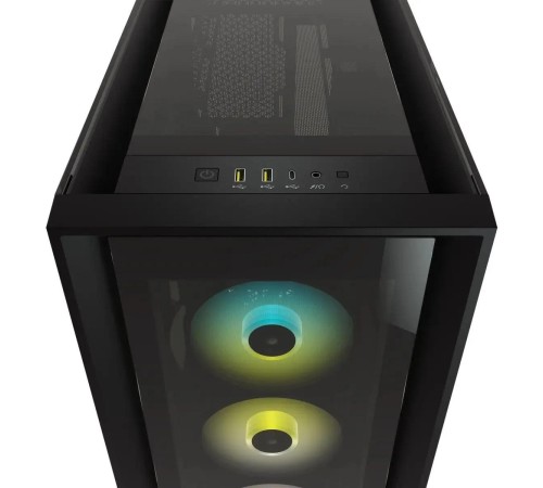 Корпус без блока питания/ Case Corsair iCUE 5000X RGB, Midi-Tower, TG, 3x120mm RGB, 2xUSB-A 3.2, 1xUSB 3.2 Type-C, E-ATX, ATX, mATX, mITX Black