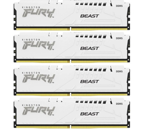 Память оперативная/ Kingston 64GB 6000MT/s DDR5 CL40 DIMM (Kit of 4) FURY Beast White XMP Память оперативная/ Kingston 64GB 6000MT/s DDR5 CL40 DIMM (Kit of 4) FURY Beast White XMP