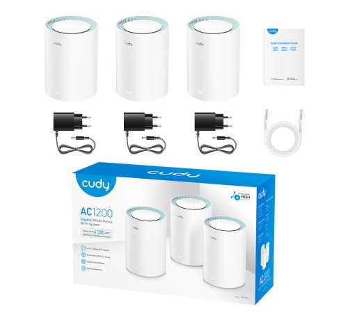 Wi-Fi Mesh-система/ AC1200 Wi-Fi Gigabit Mesh Solution 3-Pack, Chipset MT7621DA+MT7613B+MT7603, Dual-Band, 867Mbps at 5GHz + 300Mbps at 2.4GHz, 802.11ac/a/b/g/n, 2 Gigabit Ethernet Ports, 4 internal antennas, MU-MIMO, DDNS, Zerotier/Wireguard/OpenVPN/IPSe Wi-Fi Mesh-система/ AC1200 Wi-Fi Gigabit Mesh Solution 3-Pack, Chipset MT7621DA+MT7613B+MT7603, Dual-Band, 867Mbps at 5GHz + 300Mbps at 2.4GHz, 802.11ac/a/b/g/n, 2 Gigabit Ethernet Ports, 4 internal antennas, MU-MIMO, DDNS, Zerotier/Wireguard/OpenVPN/IPSe