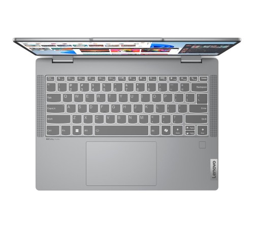 Ноутбук/ Lenovo IdeaPad 5 2-in-1 14AHP9 14"(1920x1200 OLED)/Touch/AMD Ryzen 7 8845HS(3.8Ghz)/16384Mb/512SSDGb/noDVD/Int:AMD Radeon 780M/Cam/BT/WiFi/57WHr/war 1y/1.5kg/luna grey/noOS + 65W, Pen, RU kbd