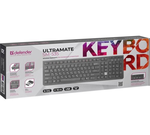 Беспроводная клавиатура Defender 45535 UltraMate SM-535 RU,черный,мультимедиа Беспроводная клавиатура Defender 45535 UltraMate SM-535 RU,черный,мультимедиа