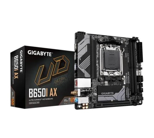 Материнская плата GIGABYTE B650I AX, AM5, B650, 2*DDR5, 2*SATA, 1*M.2, 3*USB 3.2, 3*USB 2.0, 1*PCIx16, DP+HDMI, mITX