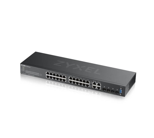 Коммутатор/ ZYXEL NebulaFlex Pro GS2220-28 Hybrid L2 Switch, rack 19 ", 24xGE, 4xCombo (SFP / RJ-45), silent, standalone / cloud management