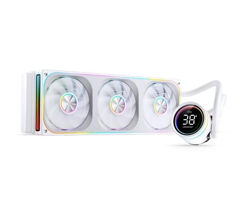Система жидкостного охлаждения/ Water Cooling System JONSBO TH-360 White (300W, 360mm, LED temp., White, ARGB/ Fans: 3x120mm, 62.4CFM, 37.3dBA, 2400RPM/ Pump height 72mm, 30dBA, 2400RPM, Rad thickness 27mm/ S: 1851, 1700, 1200, 115X, AM5, AM4) Система жидкостного охлаждения/ Water Cooling System JONSBO TH-360 White (300W, 360mm, LED temp., White, ARGB/ Fans: 3x120mm, 62.4CFM, 37.3dBA, 2400RPM/ Pump height 72mm, 30dBA, 2400RPM, Rad thickness 27mm/ S: 1851, 1700, 1200, 115X, AM5, AM4)