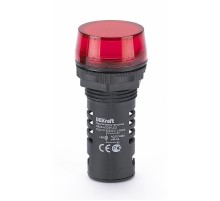 Лампа комм. ADDS ?22 мм LED кр. 220В AC/DC ЛK-22 DEKraft