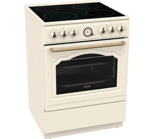 Плита GORENJE/ Тип плиты: электрическая, Тип варочной поверхности: стеклокерамическая, Цвет: бежевый, Гриль: Есть, Ширина, см: 60