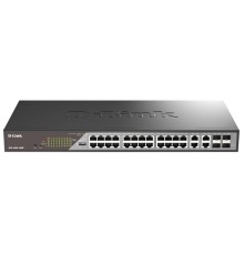 коммутатор D-Link Настраиваемый L2 PoE-коммутатор, 24x1000Base-T PoE, 4xCombo 1000Base-T/SFP, PoE-бюджет 370 Вт, дальность PoE до 250 м
