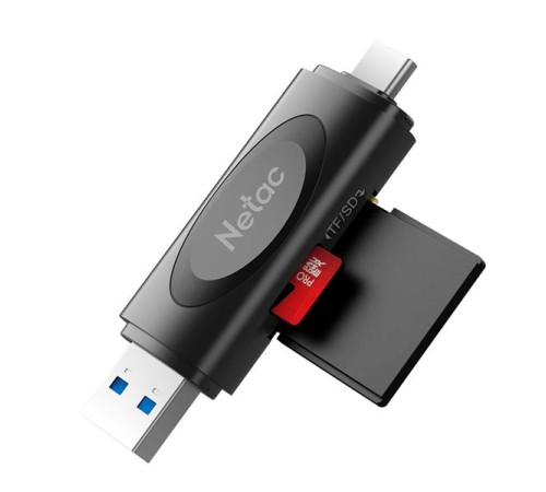 Кардридер  Netac card reader WK14, USB3.0+Type-C to mSD/SD, Black (repl. NT09WK14-30BK)