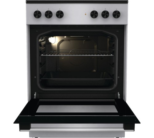 Плита GORENJE/ Тип плиты: электрическая, Тип варочной поверхности: стеклокерамическая, Цвет: серый, Ширина, см: 60