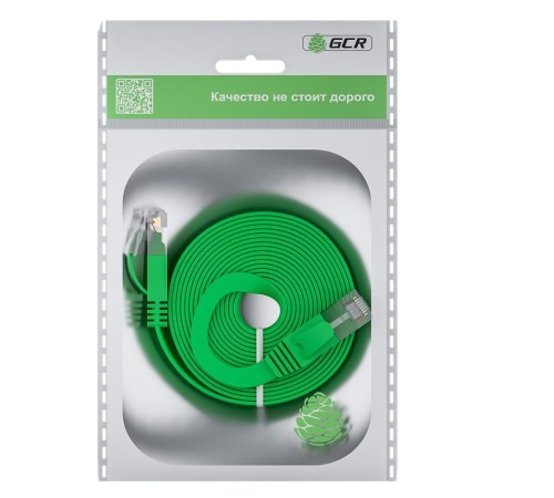 GCR Патч-корд PROF плоский прямой 5.0m, UTP медь кат.6, зеленый, 30 AWG, ethernet high speed 10 Гбит/с, RJ45, T568B, GCR-52843 GCR Патч-корд PROF плоский прямой 5.0m, UTP медь кат.6, зеленый, 30 AWG, ethernet high speed 10 Гбит/с, RJ45, T568B, GCR-52843