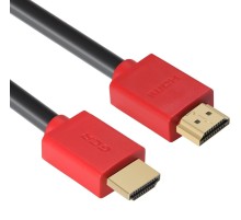 GCR Кабель 1.0m HDMI версия 1.4, черный, красные коннекторы, OD7.3mm, 30/30 AWG, позолоченные контакты, Ethernet 10.2 Гбит/с, 3D, 4K GCR-HM450-1.0m, экран