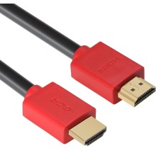 GCR Кабель 1.0m HDMI версия 1.4, черный, красные коннекторы, OD7.3mm, 30/30 AWG, позолоченные контакты, Ethernet 10.2 Гбит/с, 3D, 4K GCR-HM450-1.0m, экран