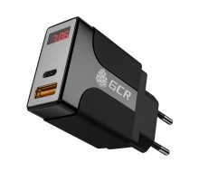 GCR Сетевое зарядное устройство на  2 USB порта (QC 3.0 + PD 3.0 ), черный, GCR-52891